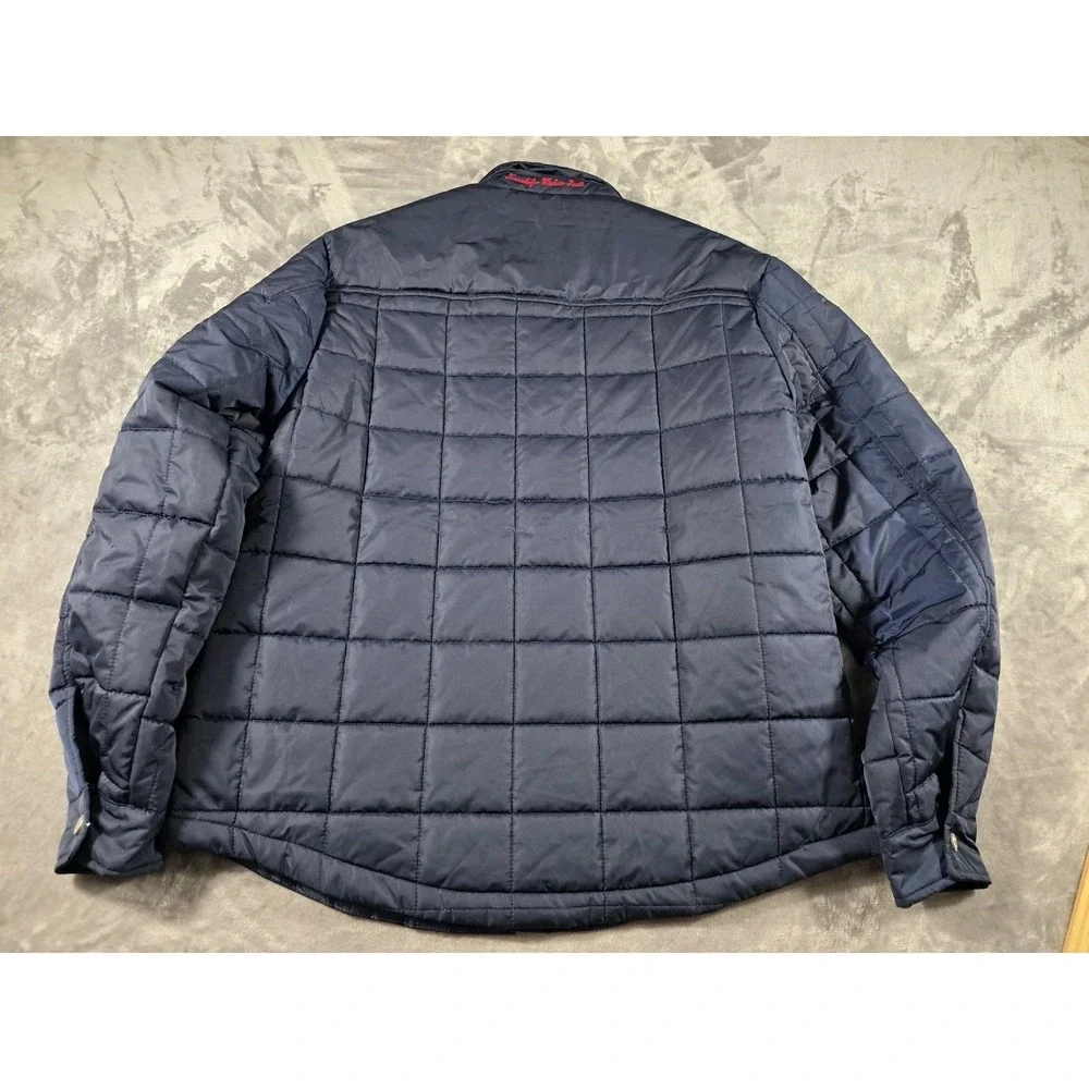 NWT Robert Graham Midweight Quilted Puffer Field Jacket  XL Navy Blue Snap Front